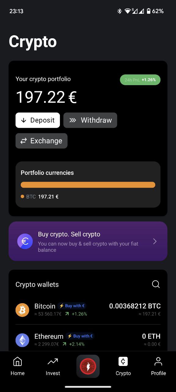 Naga Pay Crypto: portfolio 197.22 EUR (BTC 197.21 EUR) за 4 месяца