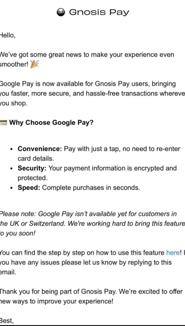 GnosisPay added to Google Pay screen