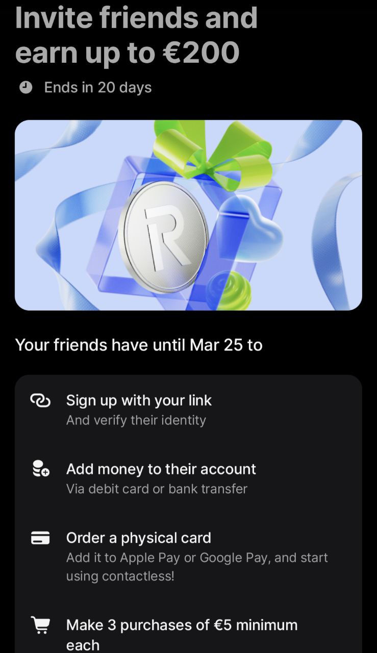 Revolut MAR1-25 referral up to 200 EUR